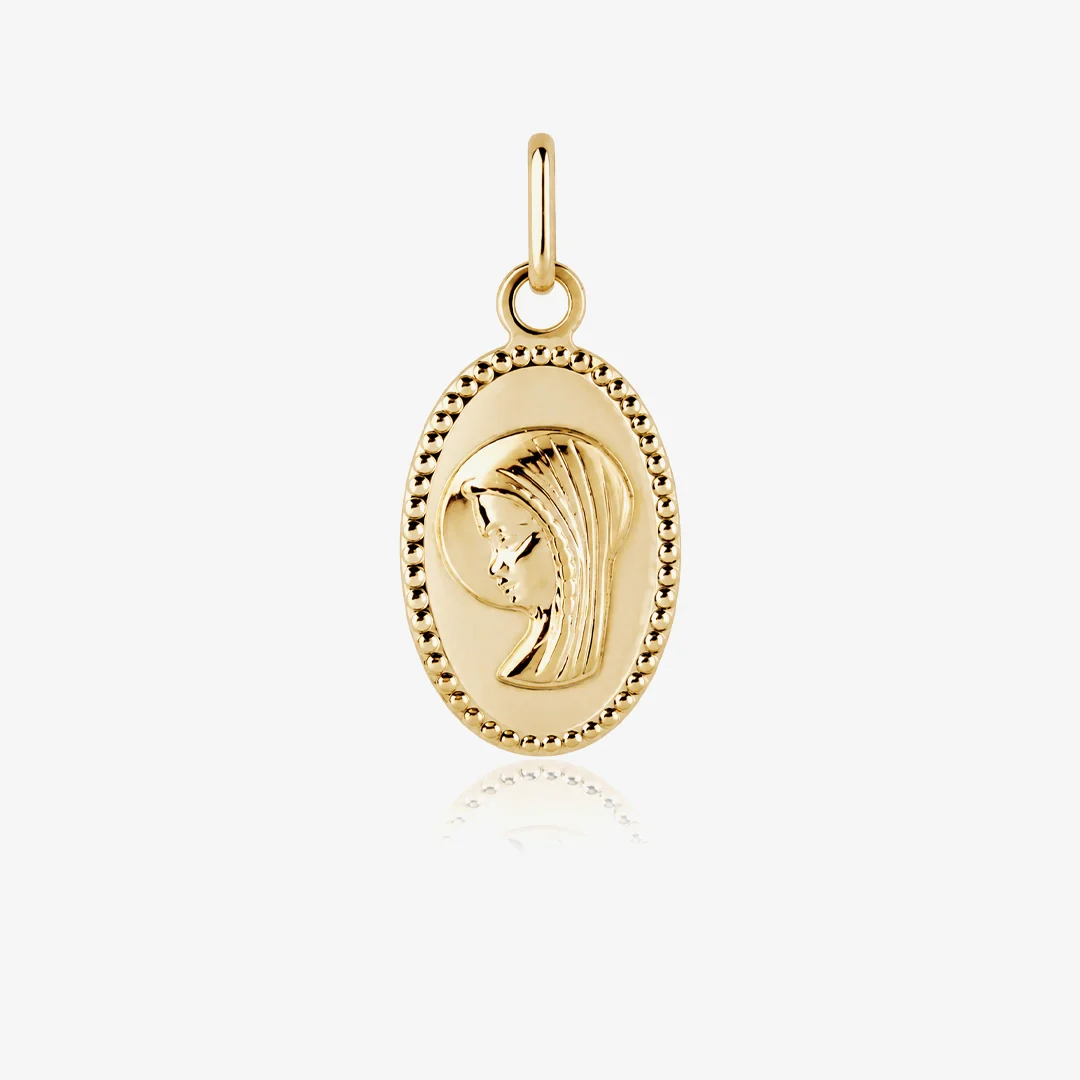 Medalla Virgen ovalada lapidada