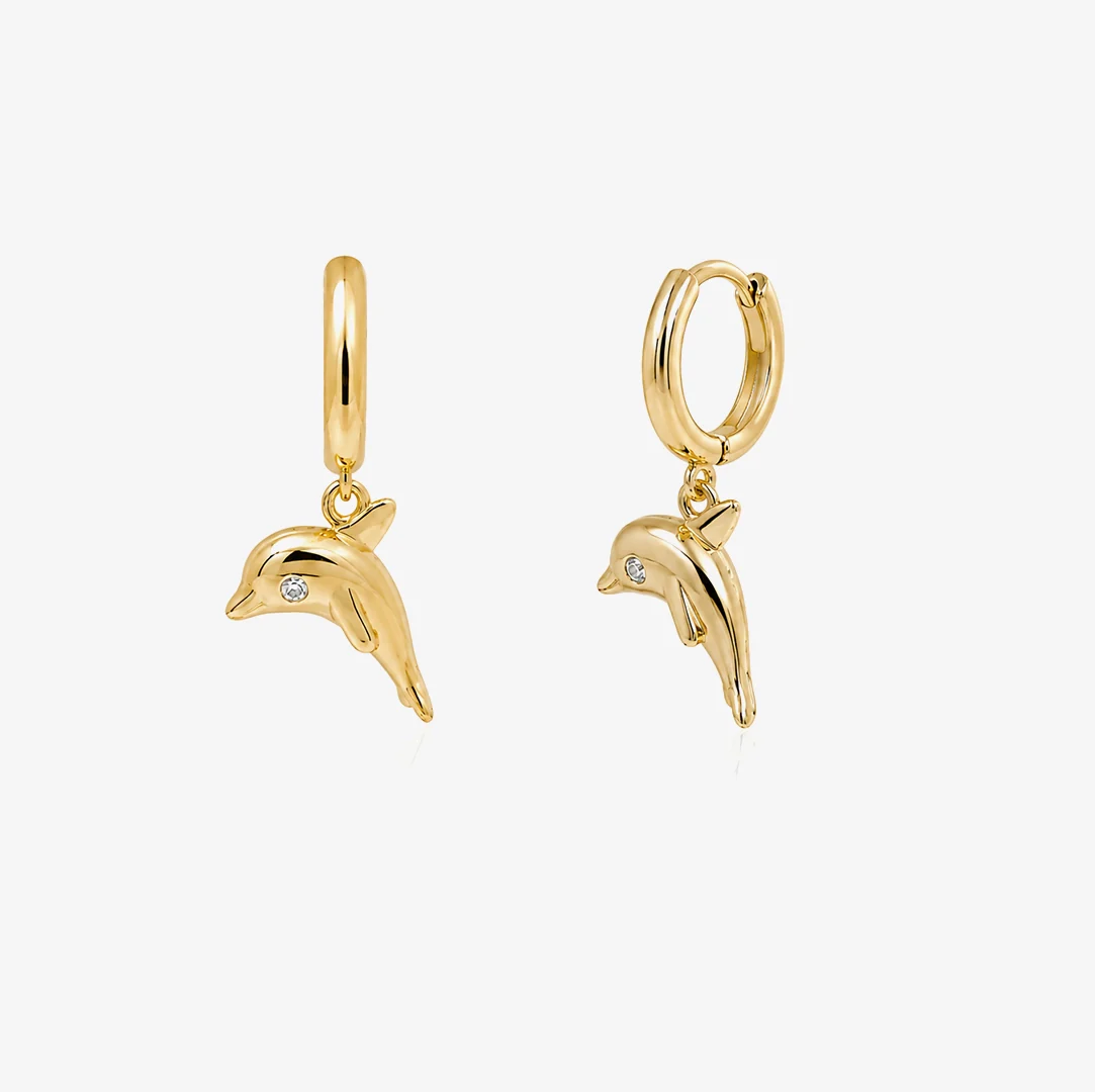 Pendientes Aro Delfín Colgante - Image 2