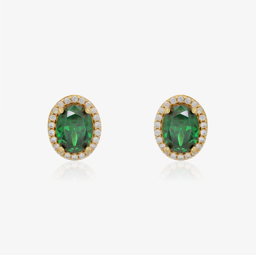 Pendientes Verde Oval