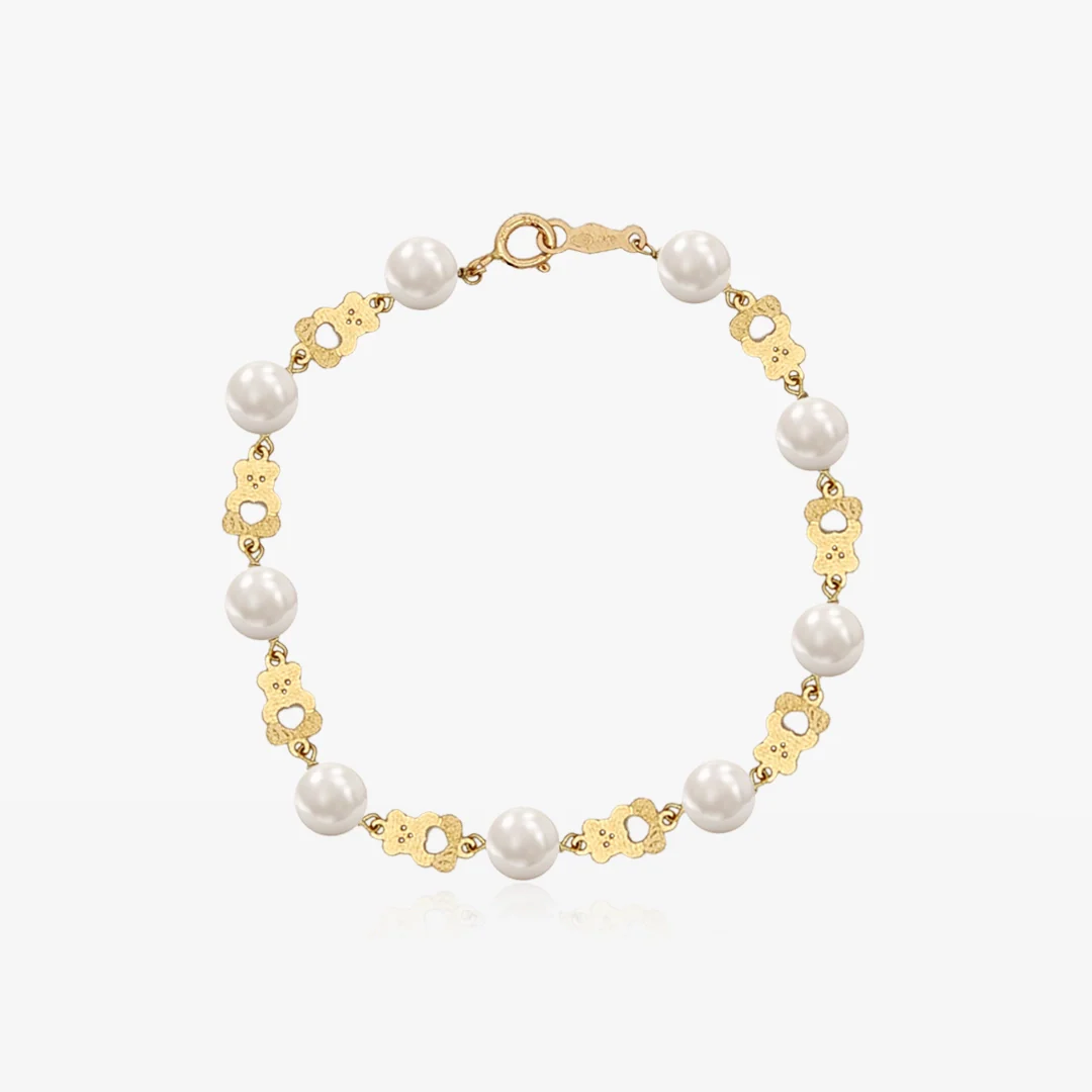 Pulsera Oro Perlas y Osos